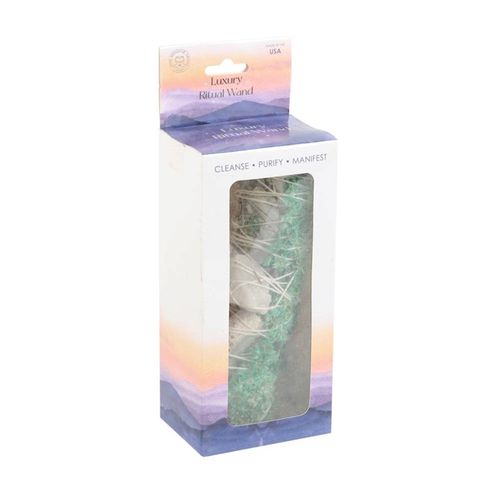 6in Ritual Wand Smudge Stick with White Sage, Abalone and Quartz From Witch, Please!