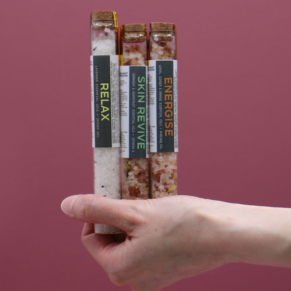 Bath Salts in Vials - Gift Pack of 7 - Bath Salts in Vials