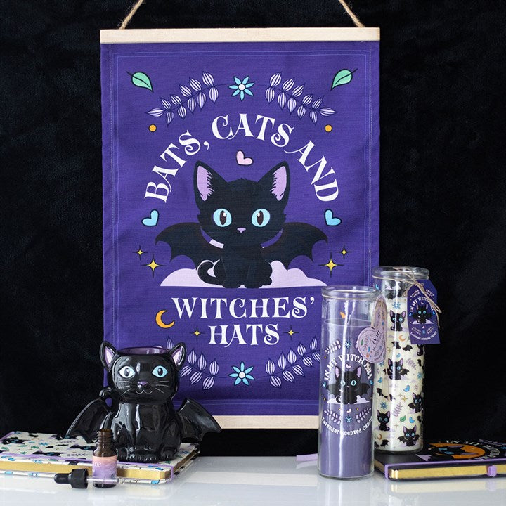 Bats Cats and Witches Hats Fabric Wall Hanging