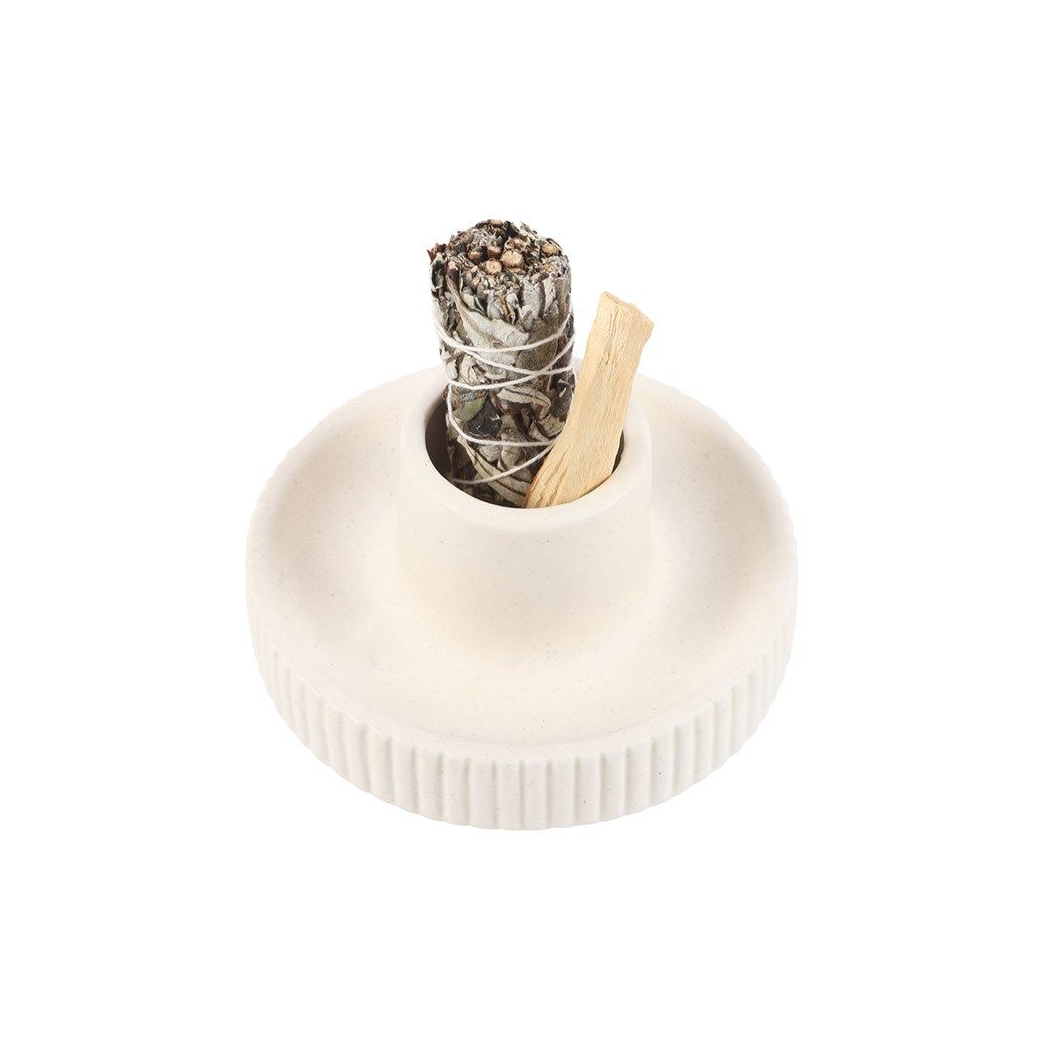 Cream Ribbed Smudge Bowl From Witch, Please!