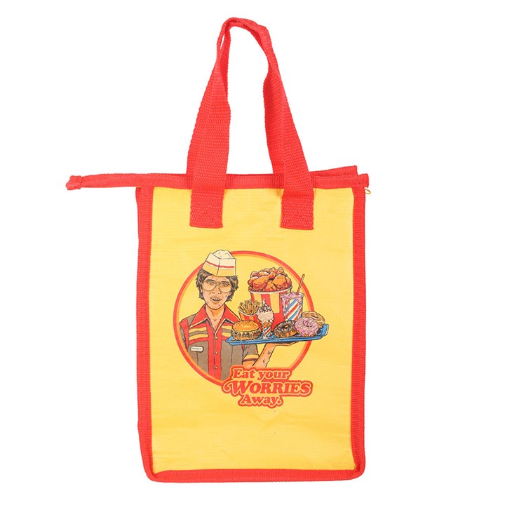 Eat Your Worries Lunch Bag by Steven Rhodes