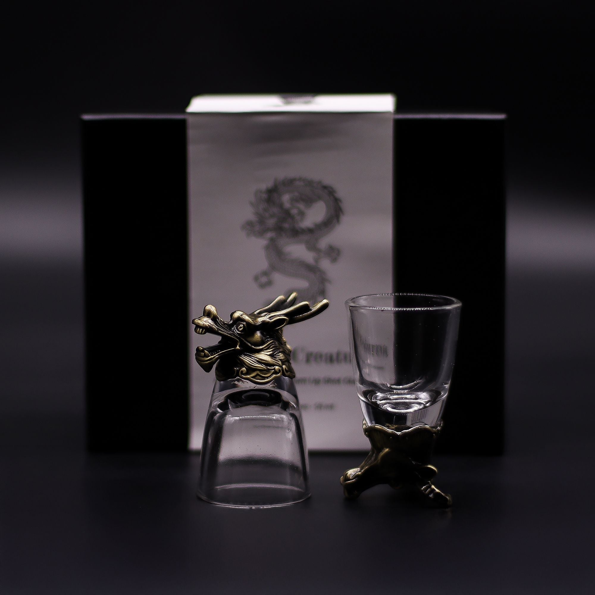 Gift Set of 6 Shot Glasses (50ml) - Wild Forest Creatures - Antique Bronze Mystical