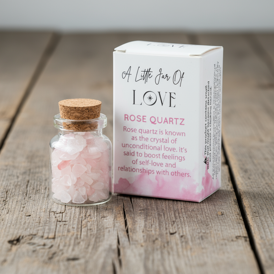 Jar of Love Rose Quartz Crystal in a Matchbox
