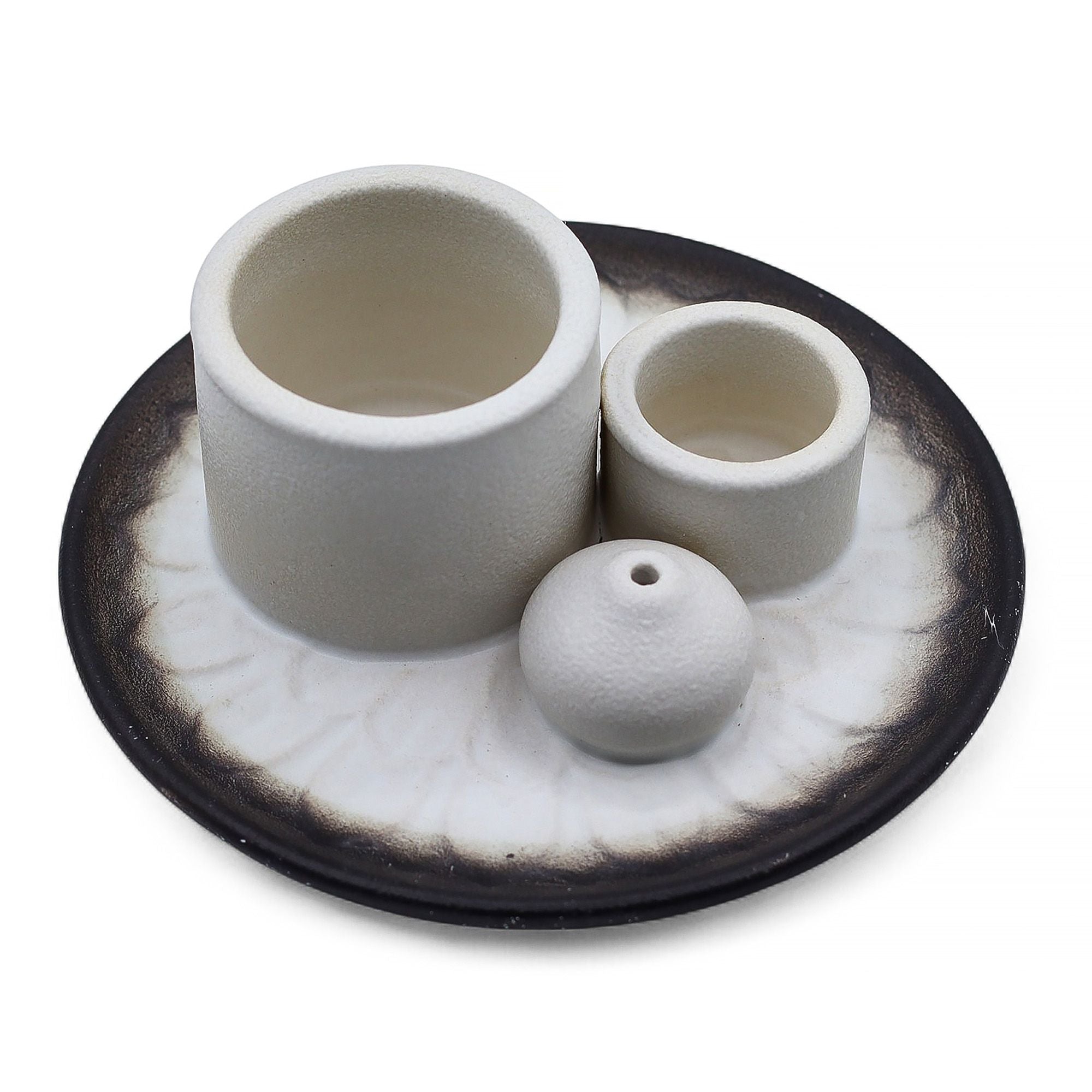 Palo Santo Stick & Smudge Holder - Mandala - White Grey Ceramic