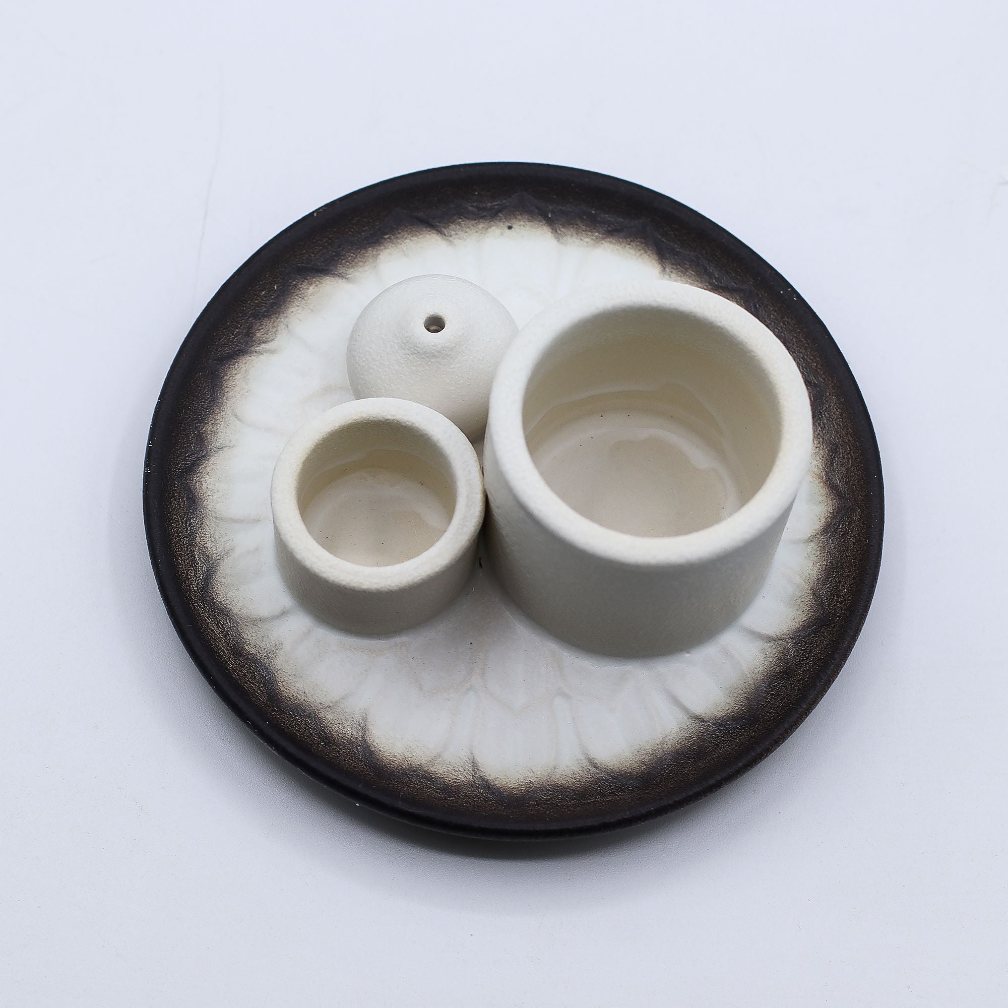 Palo Santo Stick & Smudge Holder - Mandala - White Grey Ceramic