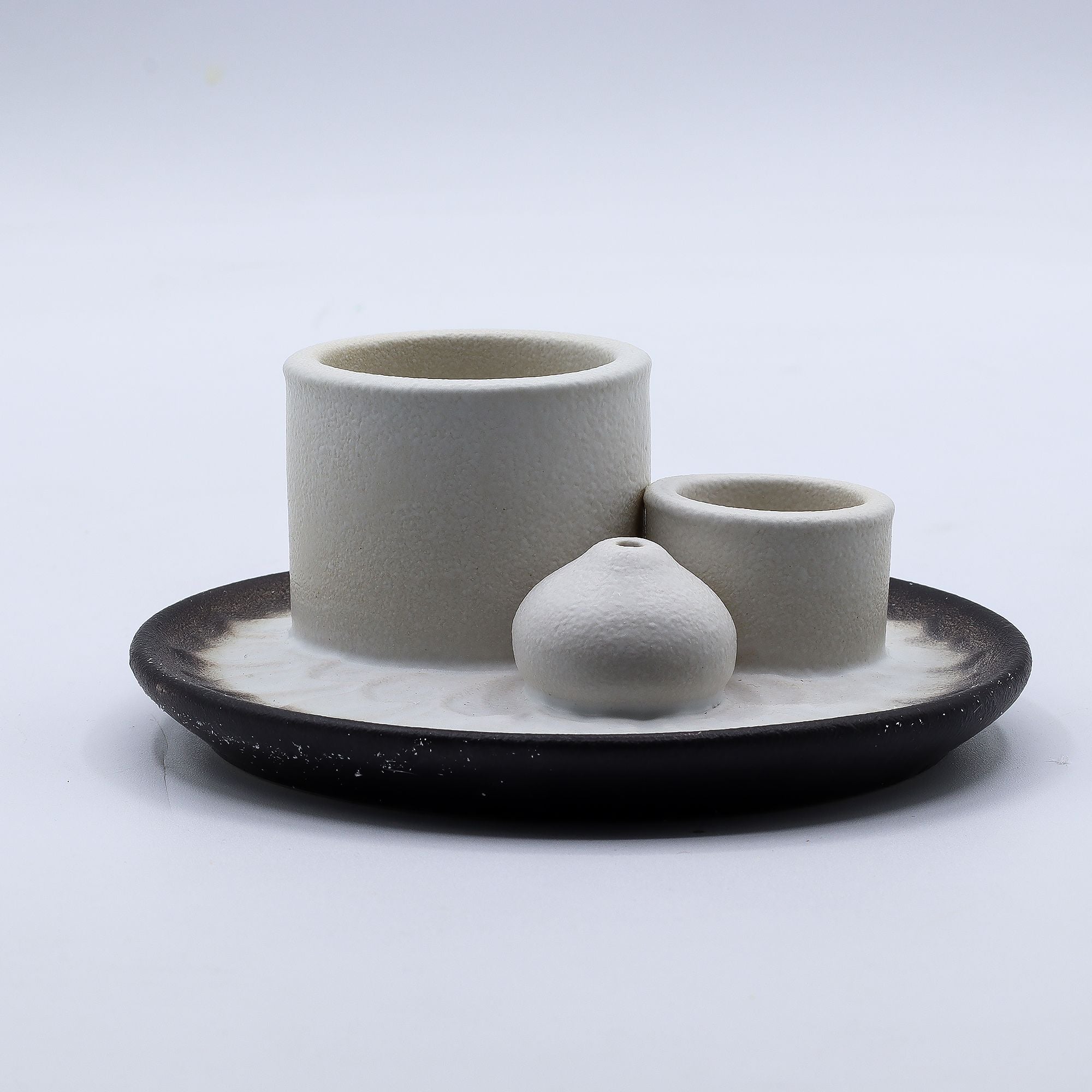 Palo Santo Stick & Smudge Holder - Mandala - White Grey Ceramic