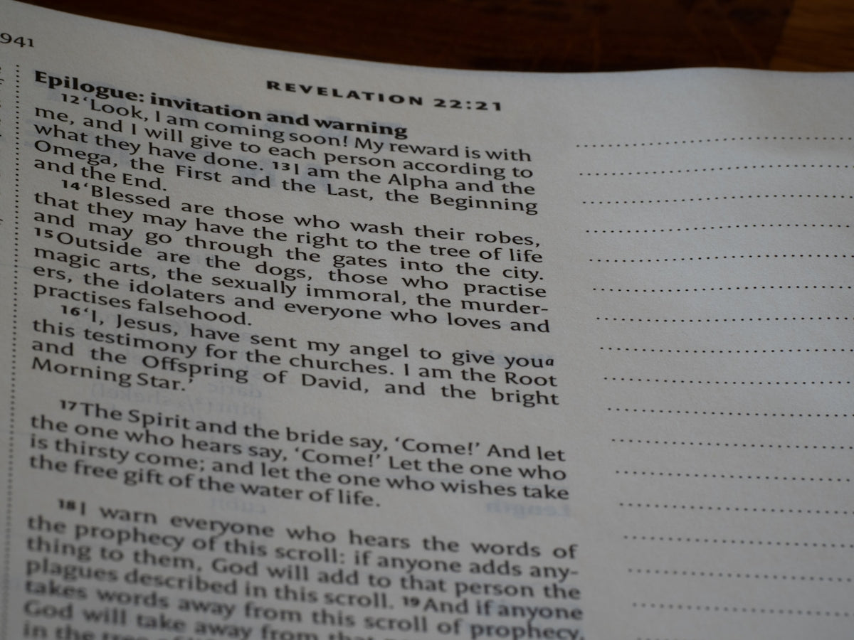Bible text with verses about invitation and warning.