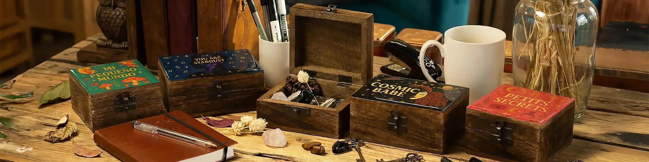 Ceramic Glazed Wooden Boxes