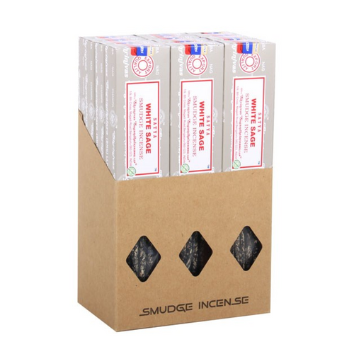 12 Packs of Satya White Sage Smudge Incense 25g