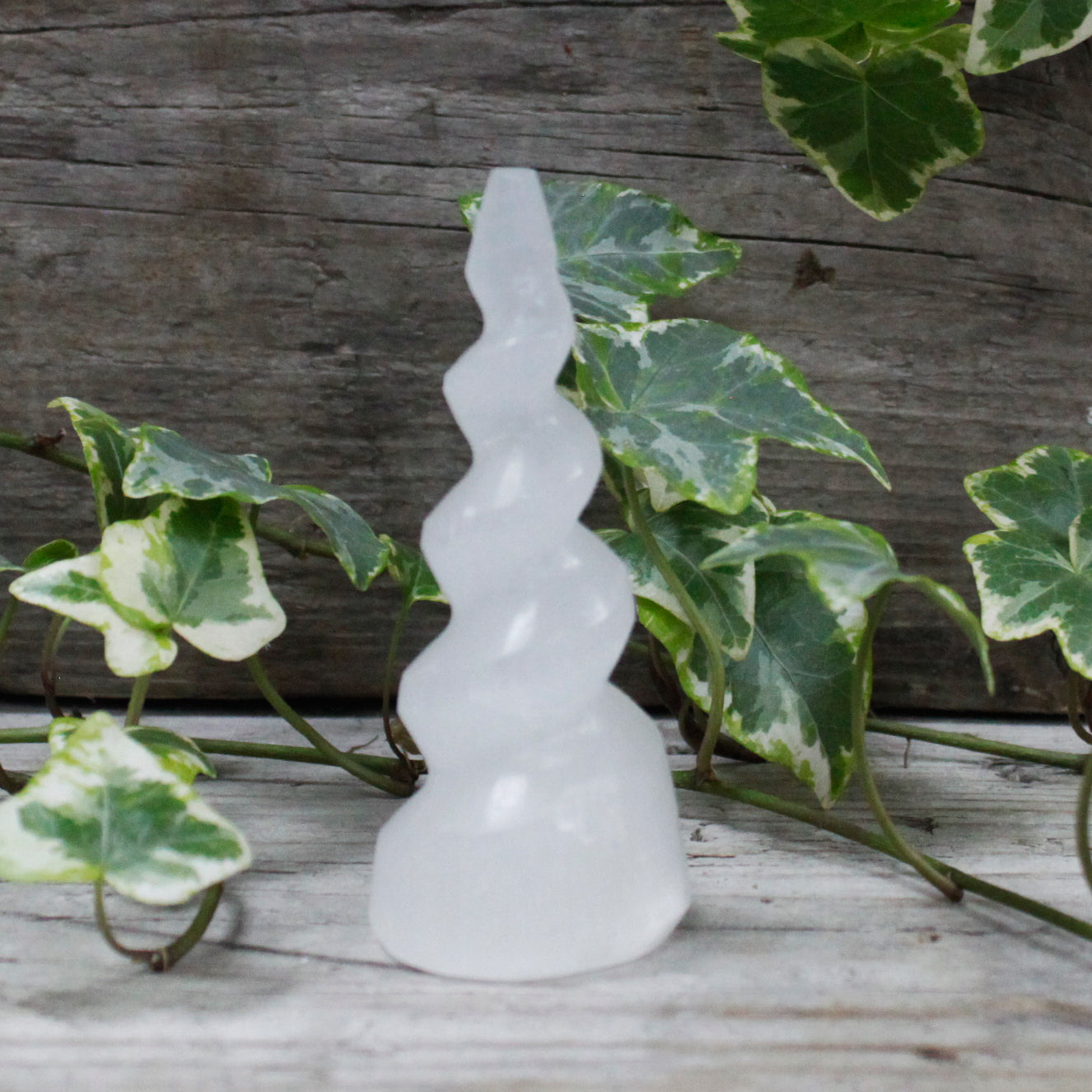 Selenite Spiral Unicorn Horn Tower - 10 cm From Witch, Please!