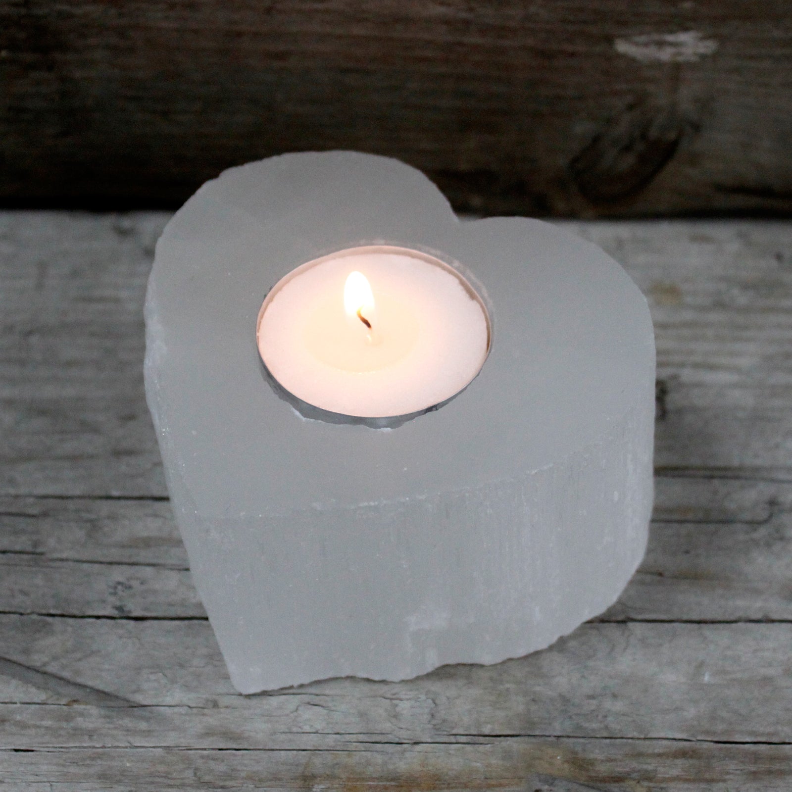 Selenite Heart Candle Holder From Witch, Please!