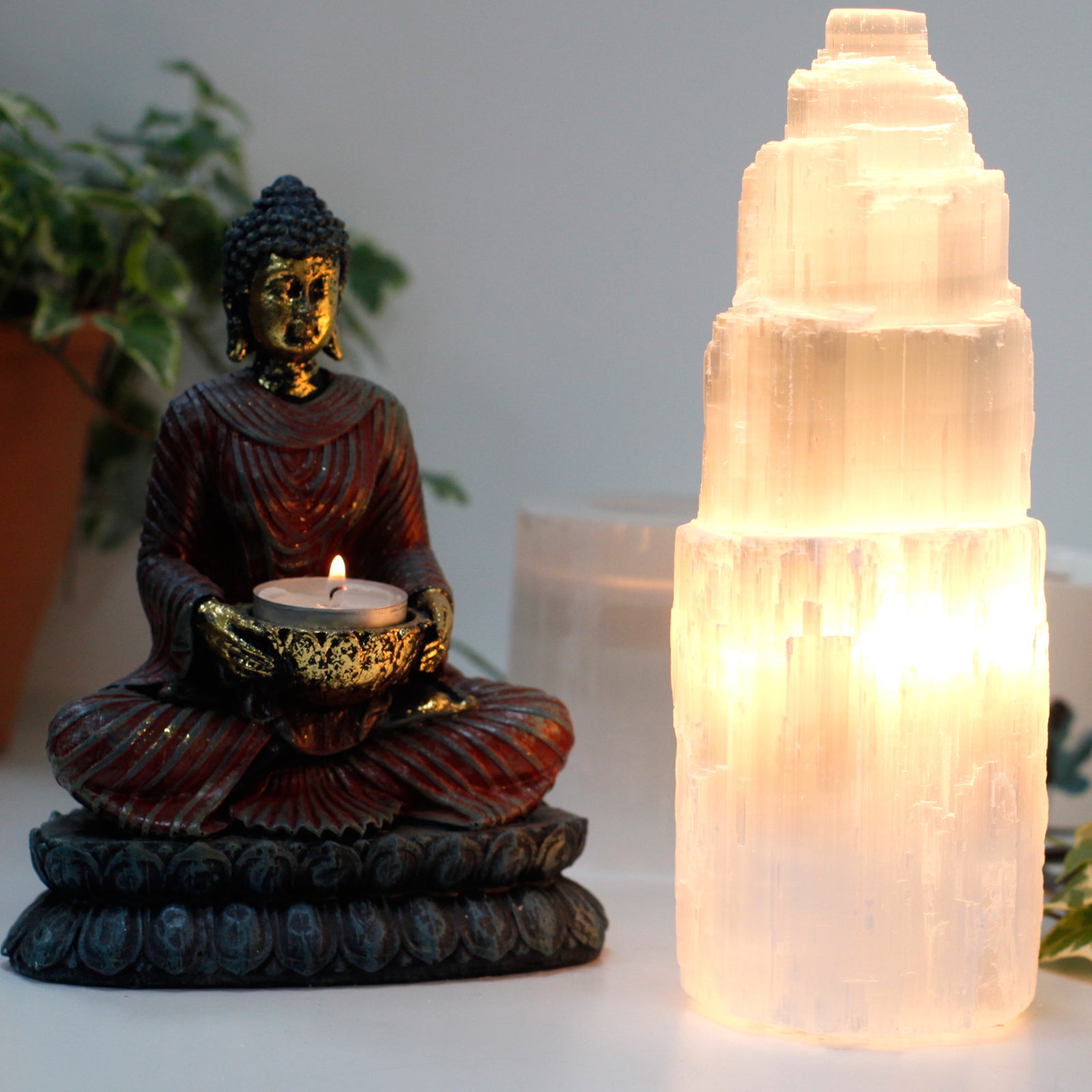 Natural Selenite Tower Lamp - 25 cm From Witch, Please!