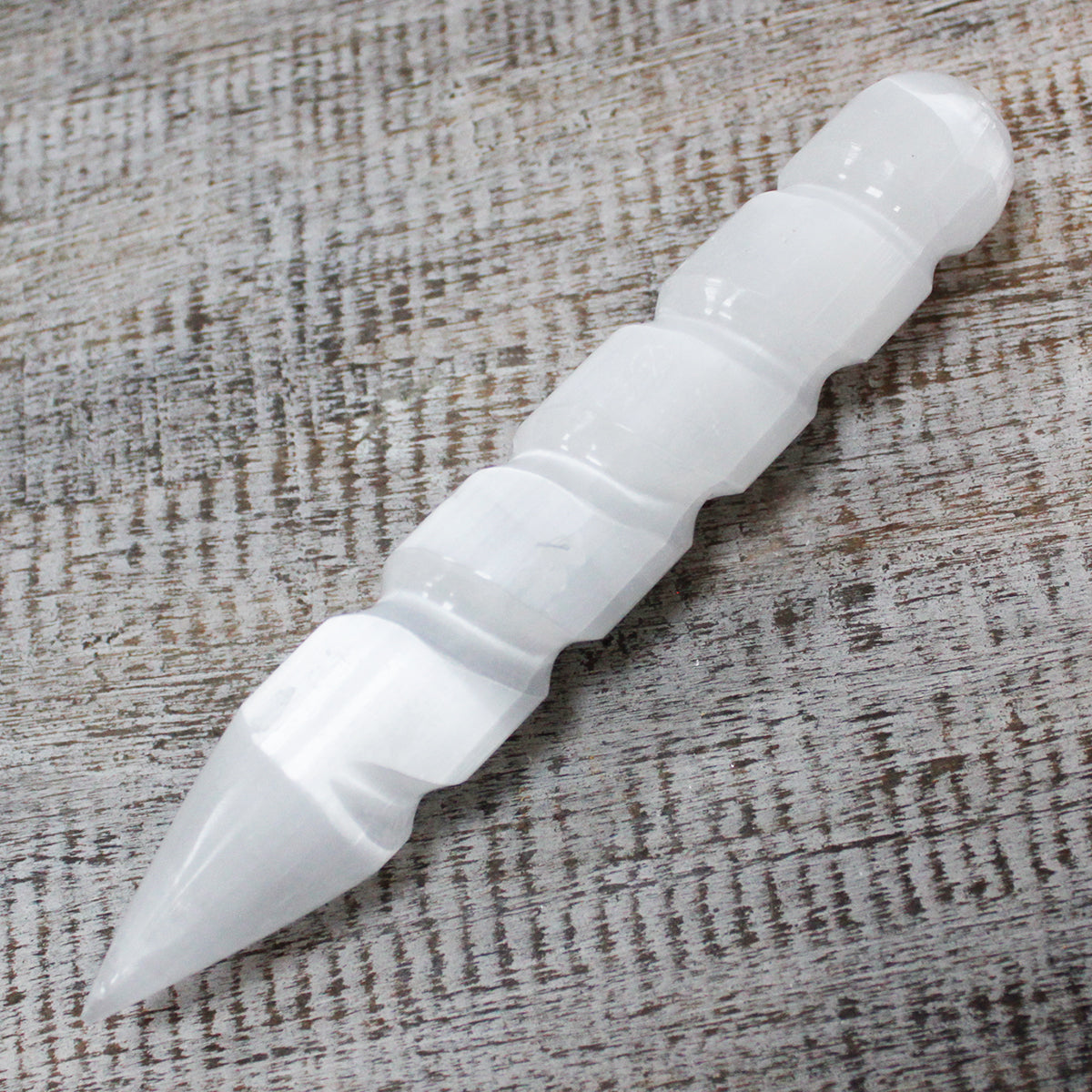 Selenite Spiral Wands - 16 cm (Point One Ends) From Witch, Please!