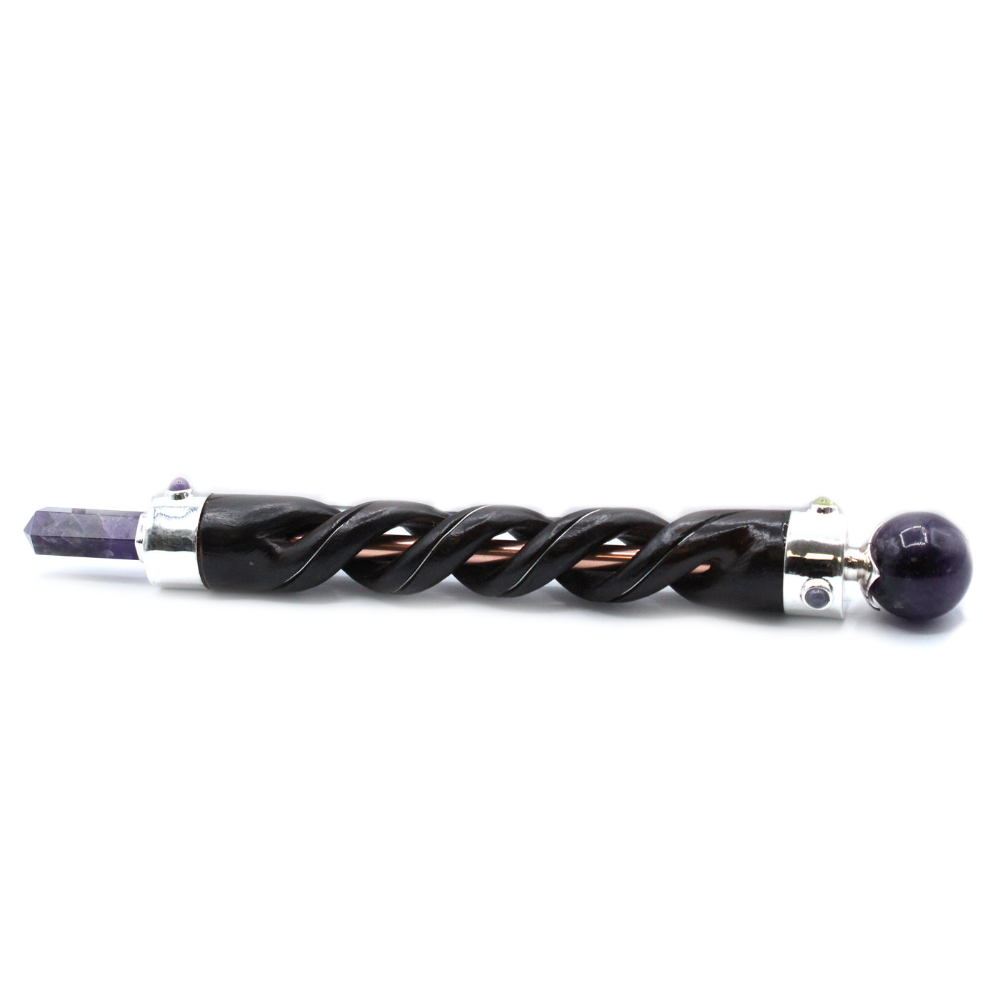 Spiral Carving Healing Wand - Copper Pipe Amethyst From Witch, Please!