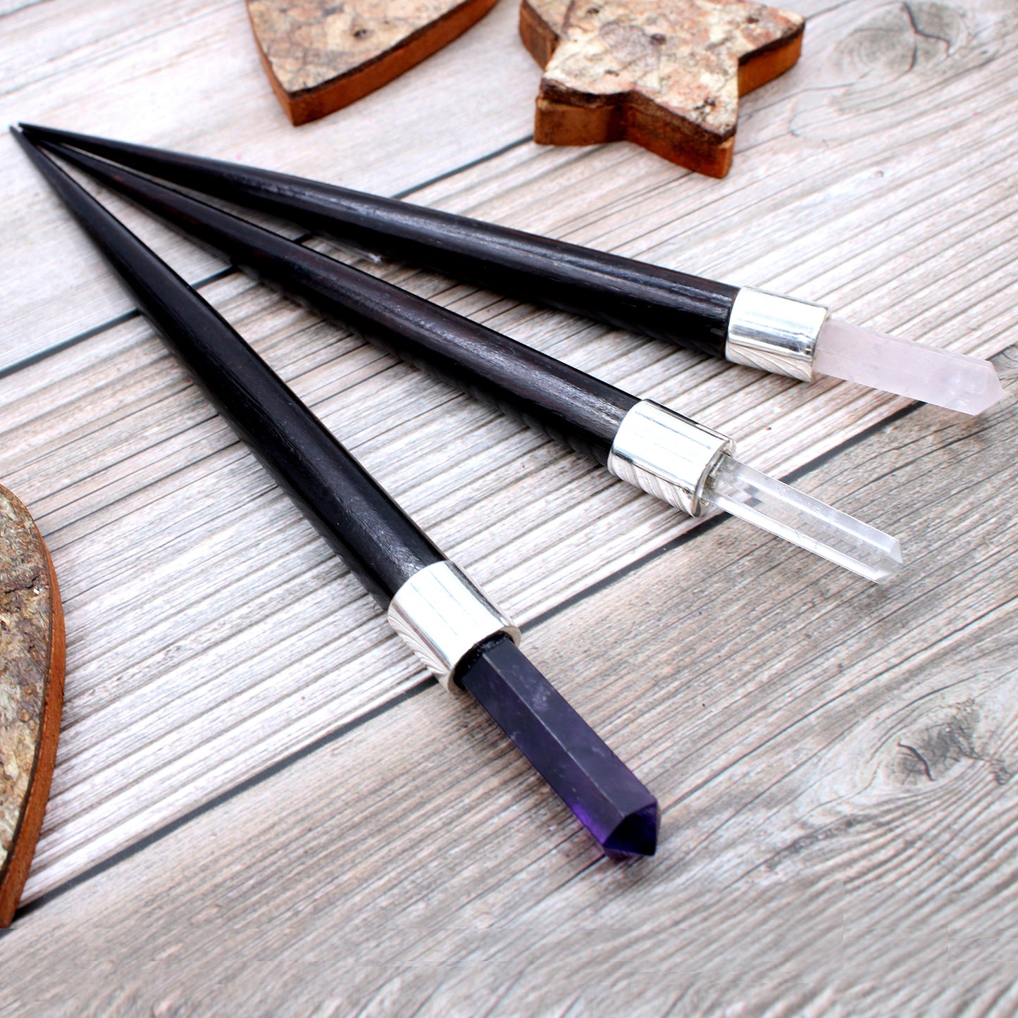 Simple Pointed Healing Wand - Rose, Rock, Amethyst From Witch, Please!