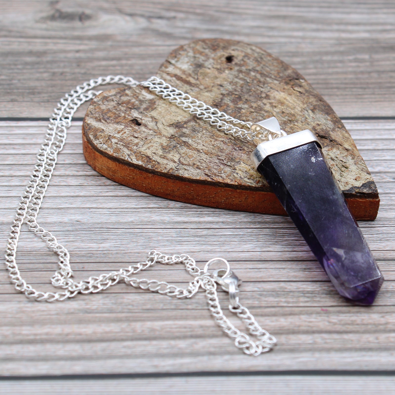 Gemstone Flat Pencil Pendant - Amethyst From Witch, Please!