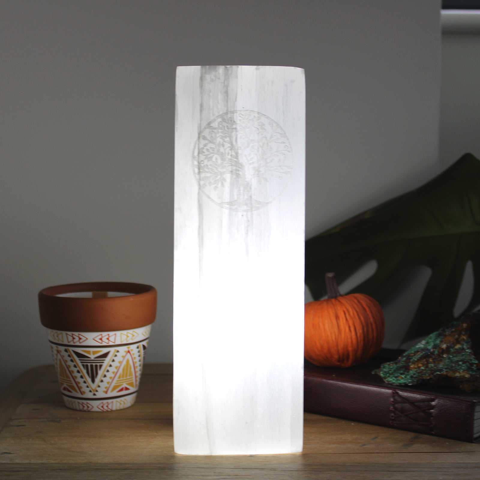 Selenite Block Lamp 25cm - Tree of Life From Witch, Please!