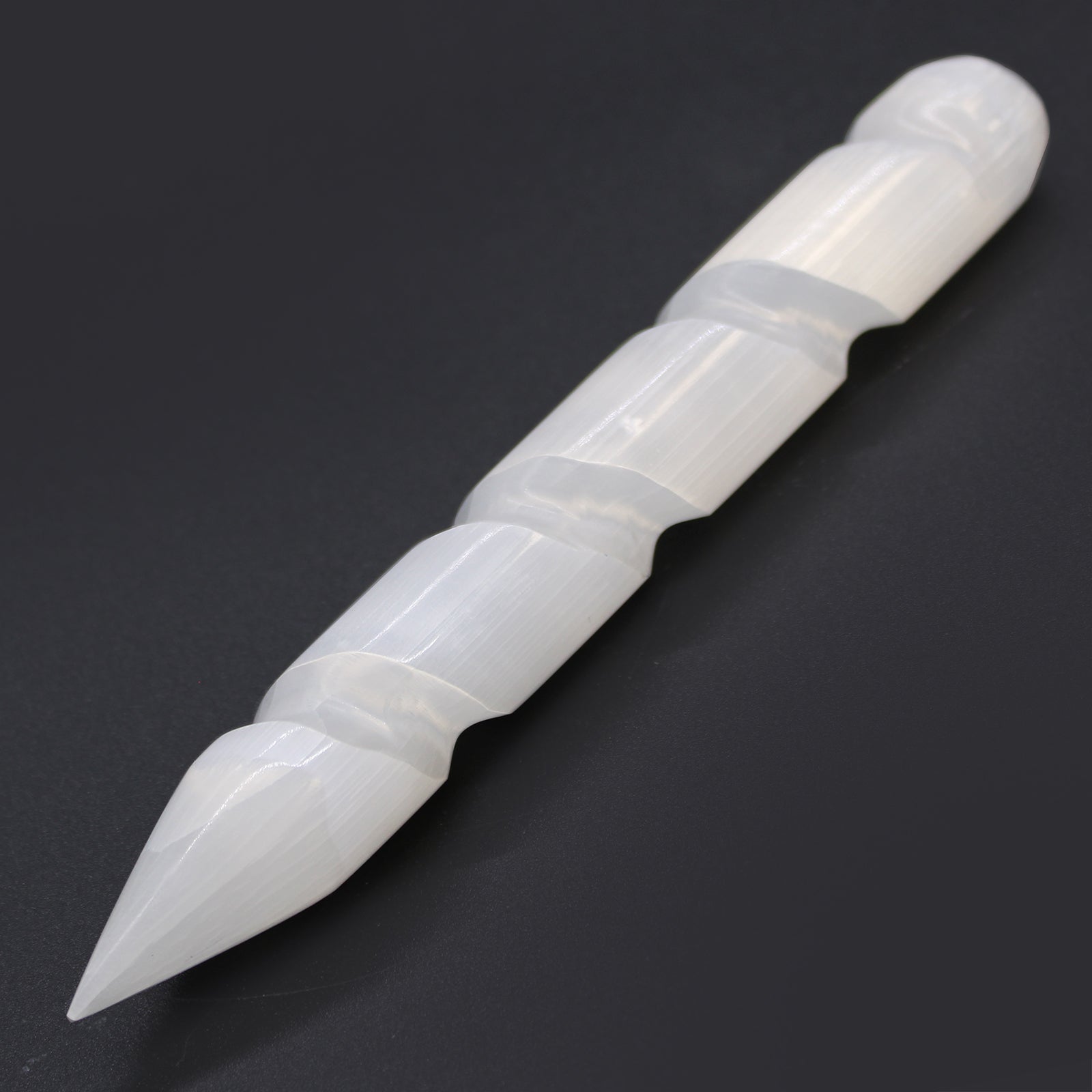 Selenite Spiral Wands - 16 cm (Point One Ends) From Witch, Please!