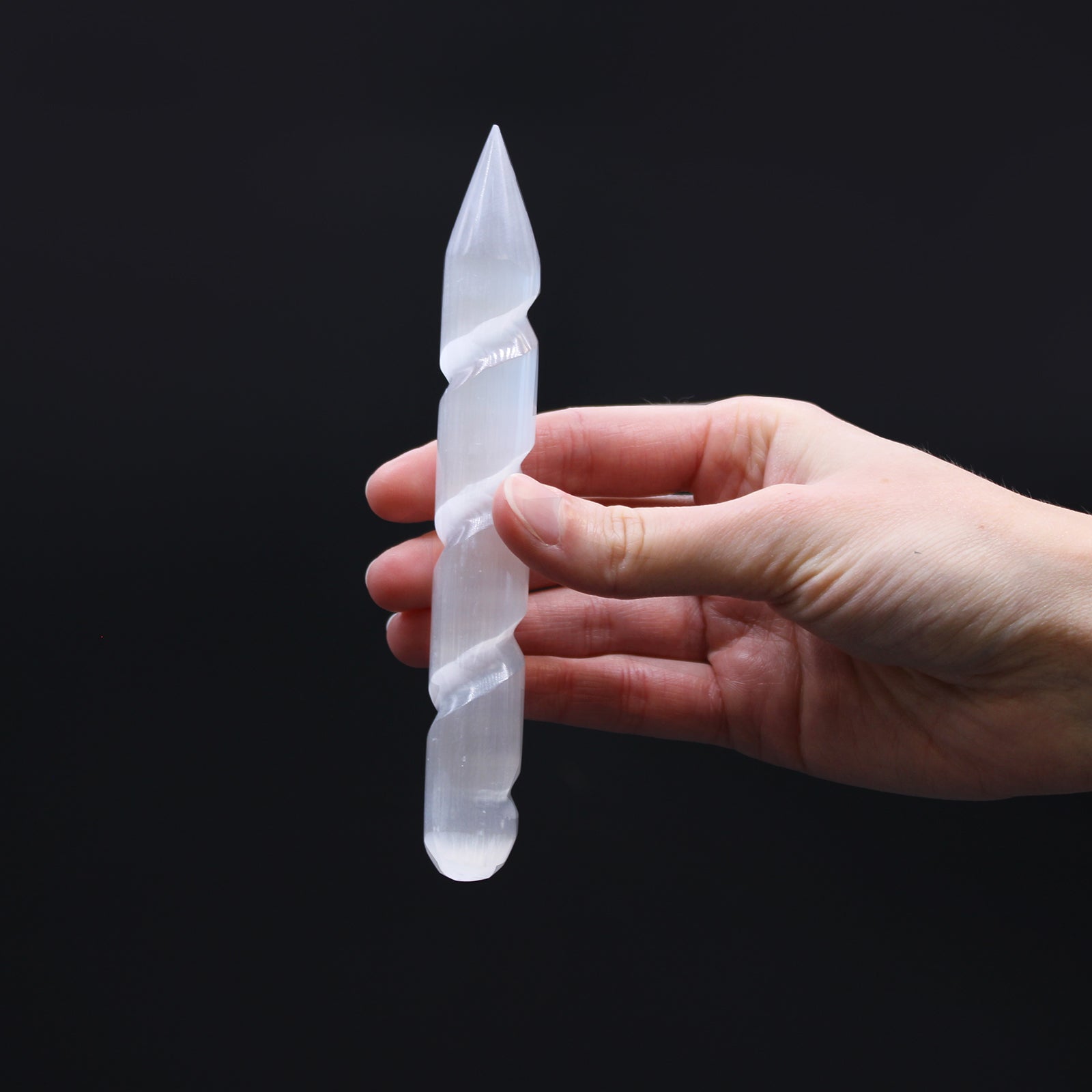 Selenite Spiral Wands - 16 cm (Point One Ends) From Witch, Please!