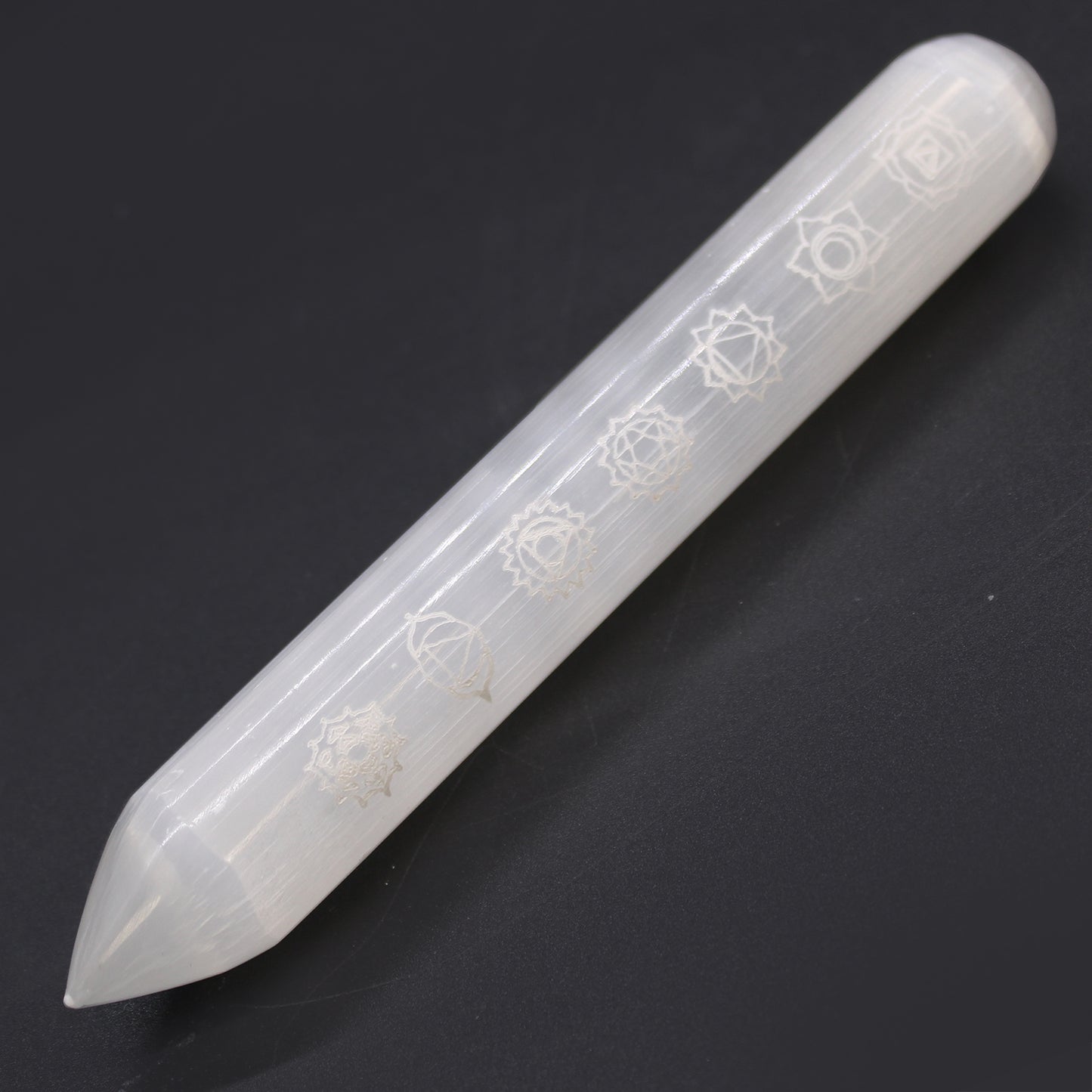 Selenite Wand - 16 cm (Point one End) 7 Chakra From Witch, Please!