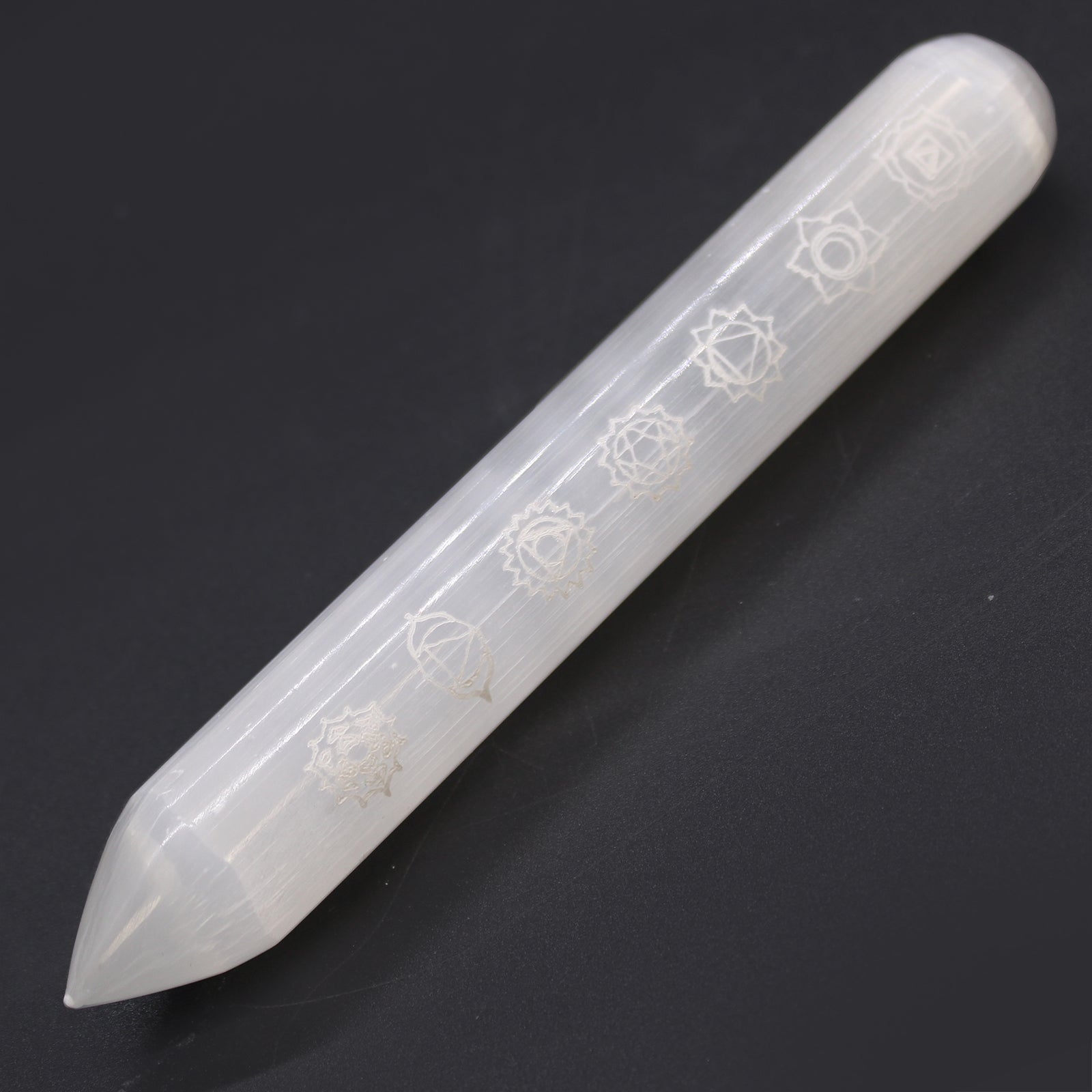 Selenite Wand - 16 cm (Point one End) 7 Chakra From Witch, Please!