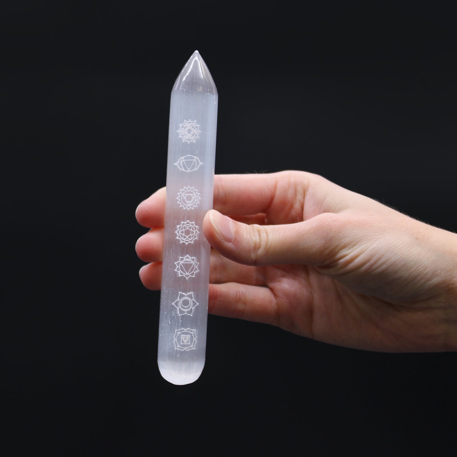Selenite Wand - 16 cm (Point one End) 7 Chakra From Witch, Please!