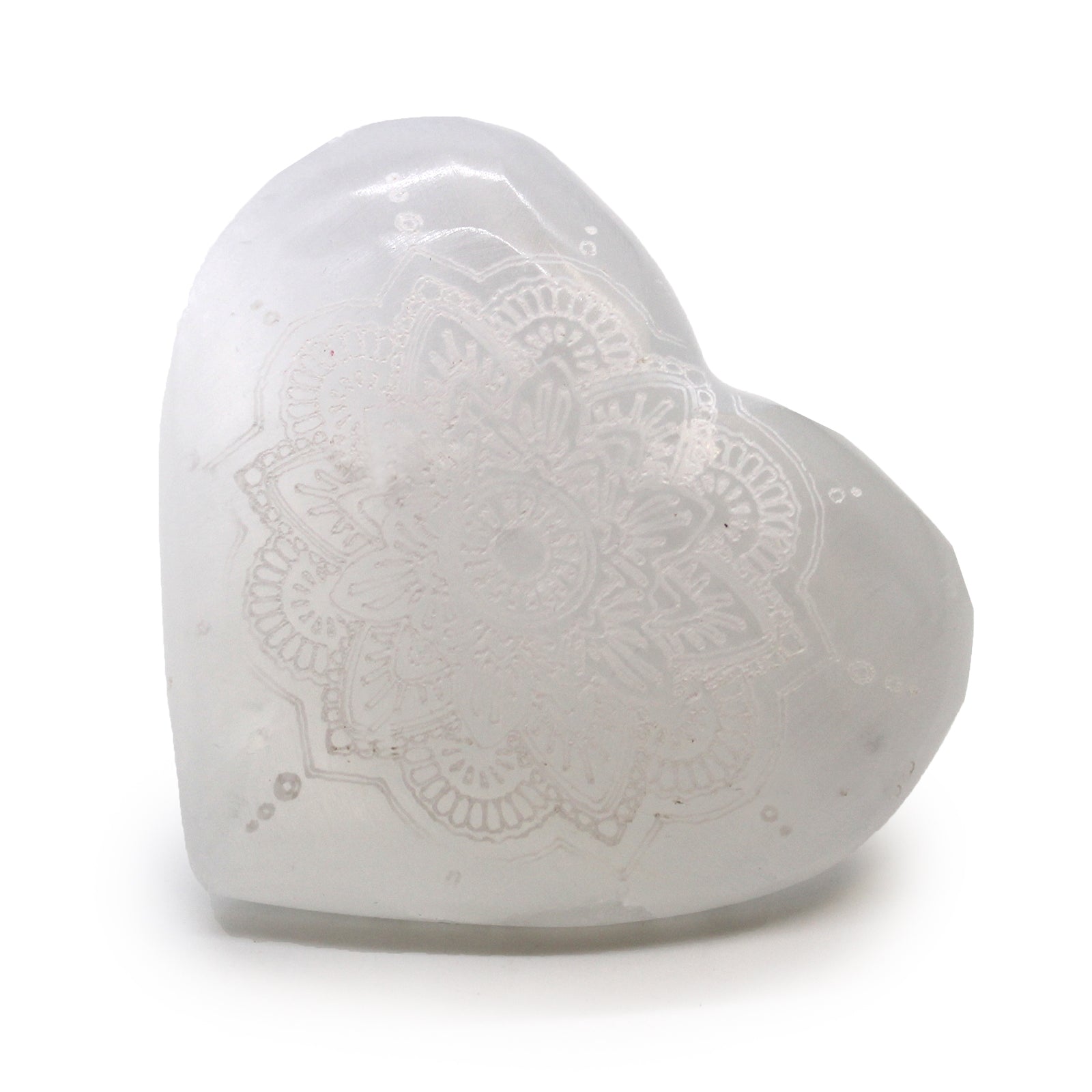 Selenite Heart - 7-8cm - Mandala Engraved From Witch, Please!