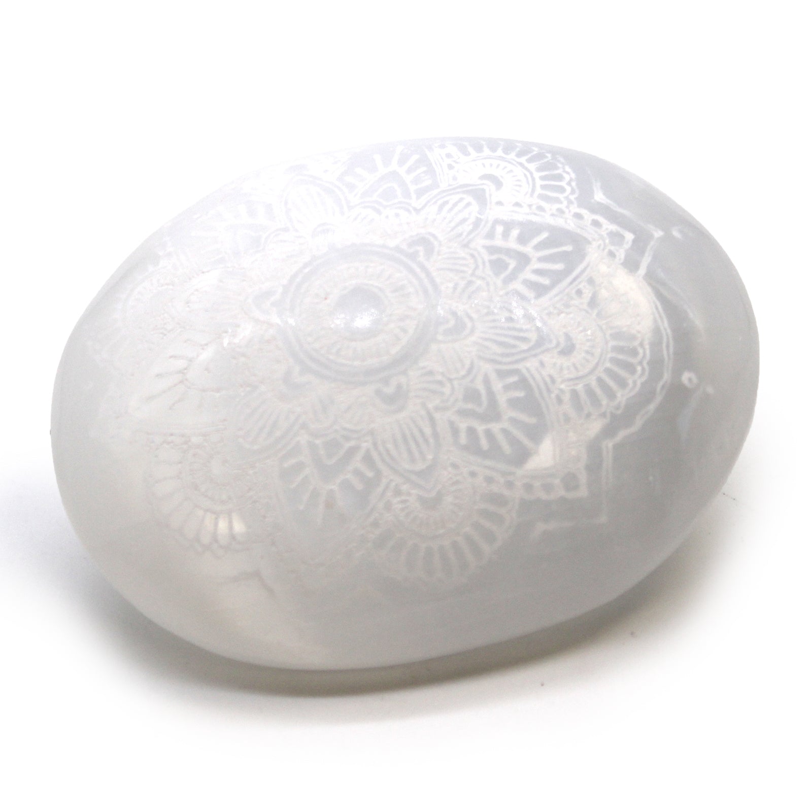 Selenite Palm Stone - Mandala Engraved From Witch, Please!