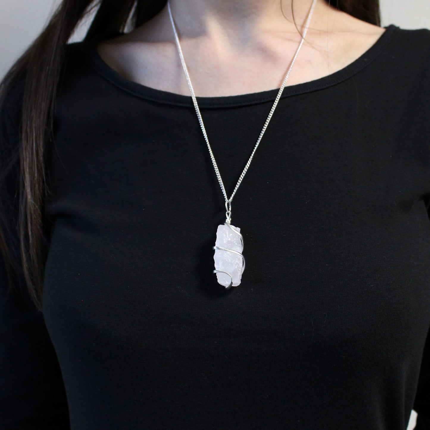 Cascade Wrapped Gemstone Necklace - Rough Opalite From Witch, Please!