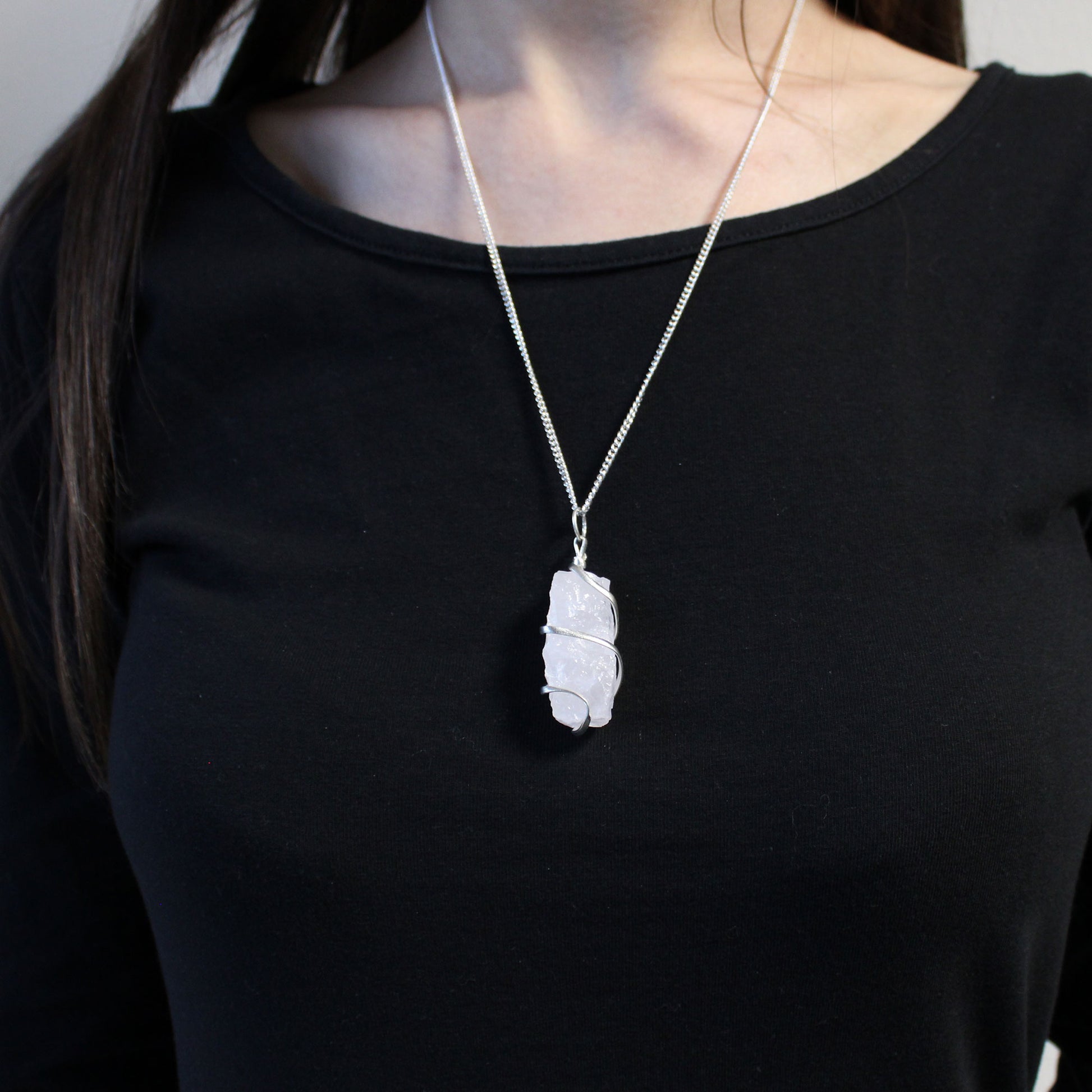 Cascade Wrapped Gemstone Necklace - Rough Opalite From Witch, Please!