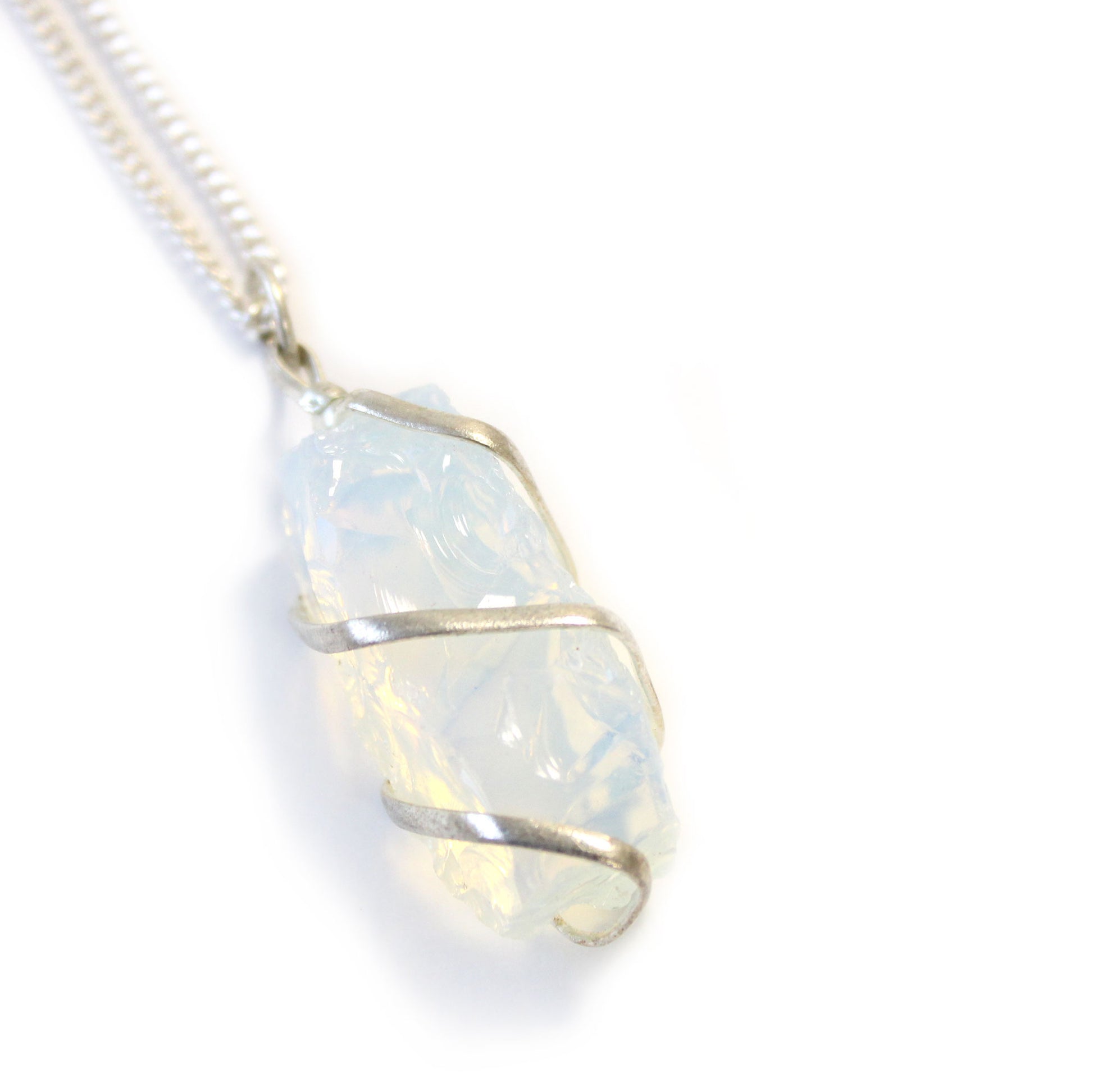 Cascade Wrapped Gemstone Necklace - Rough Opalite From Witch, Please!