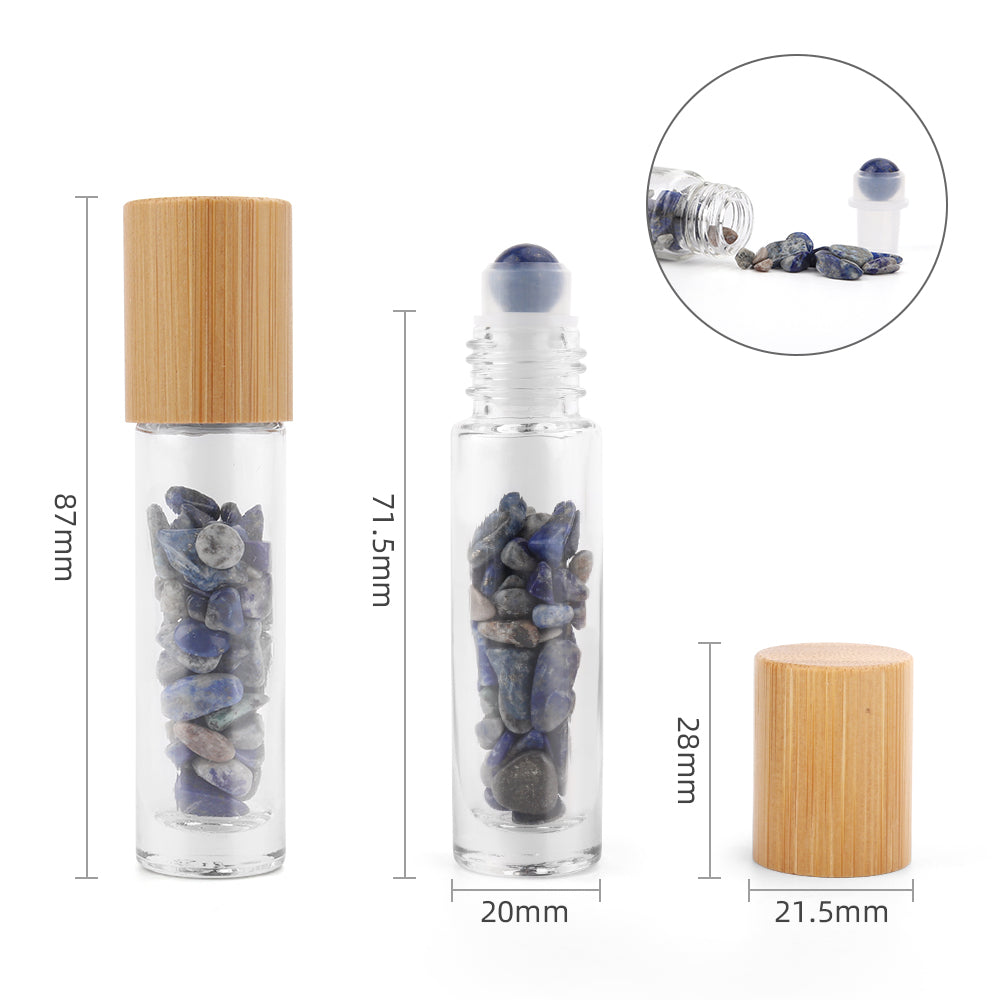 Gemstone Essential Oil Roller Bottle - Sodalite  - Wooden Cap From Witch, Please!