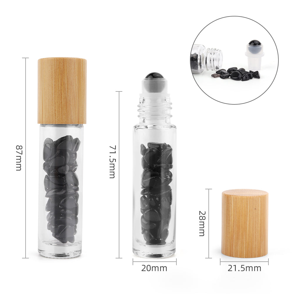 Gemstone Essential Oil Roller Bottle - Black Tourmaline  - Wooden Cap From Witch, Please!