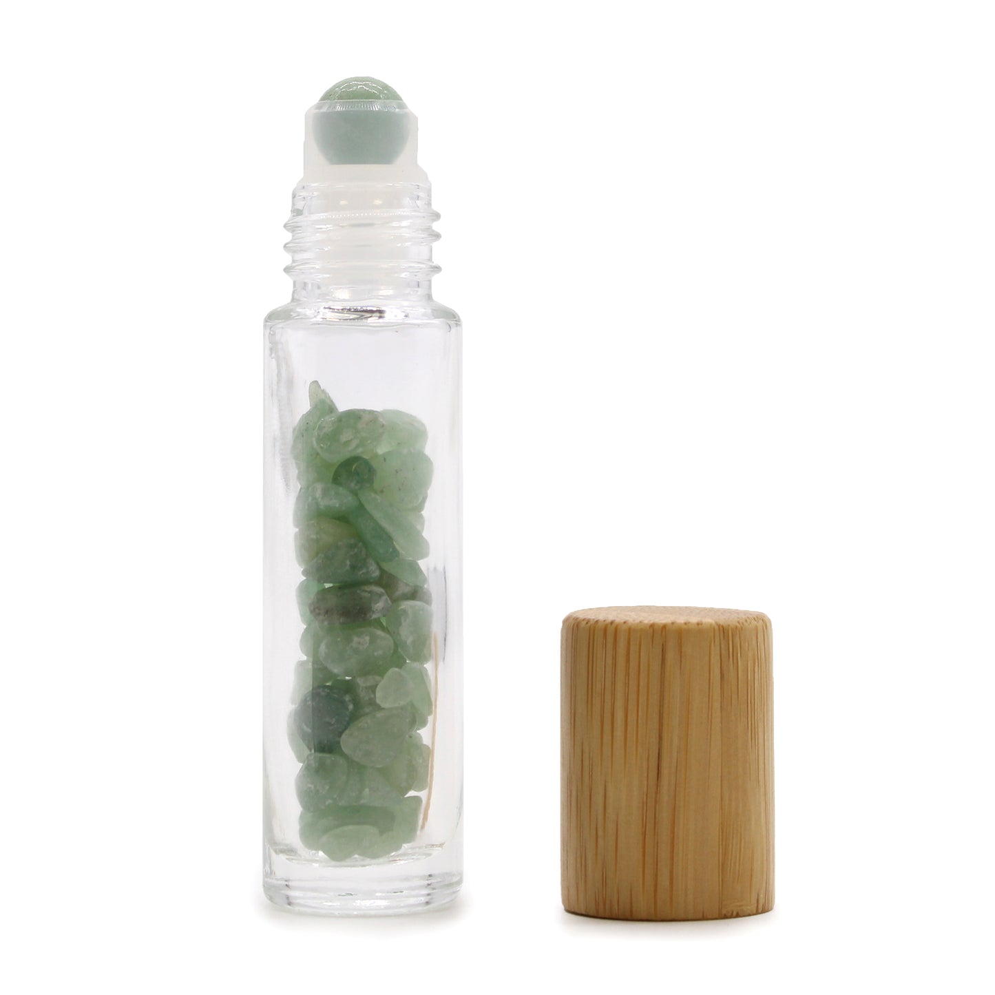 Gemstone Essential Oil Roller Bottle - Aventurine - Wooden Cap From Witch, Please!