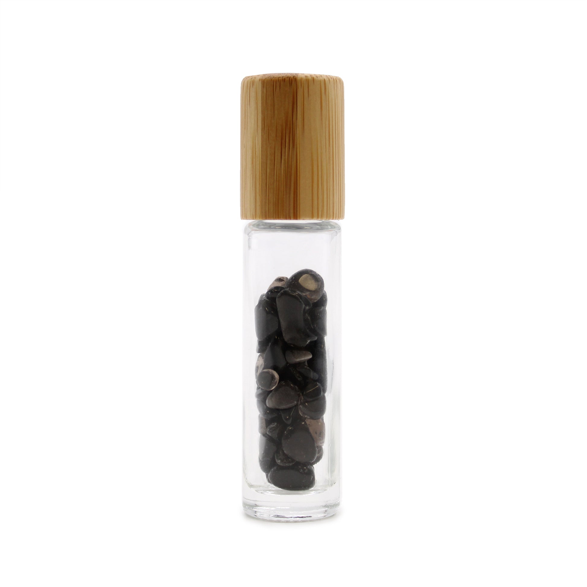 Gemstone Essential Oil Roller Bottle - Black Tourmaline  - Wooden Cap From Witch, Please!