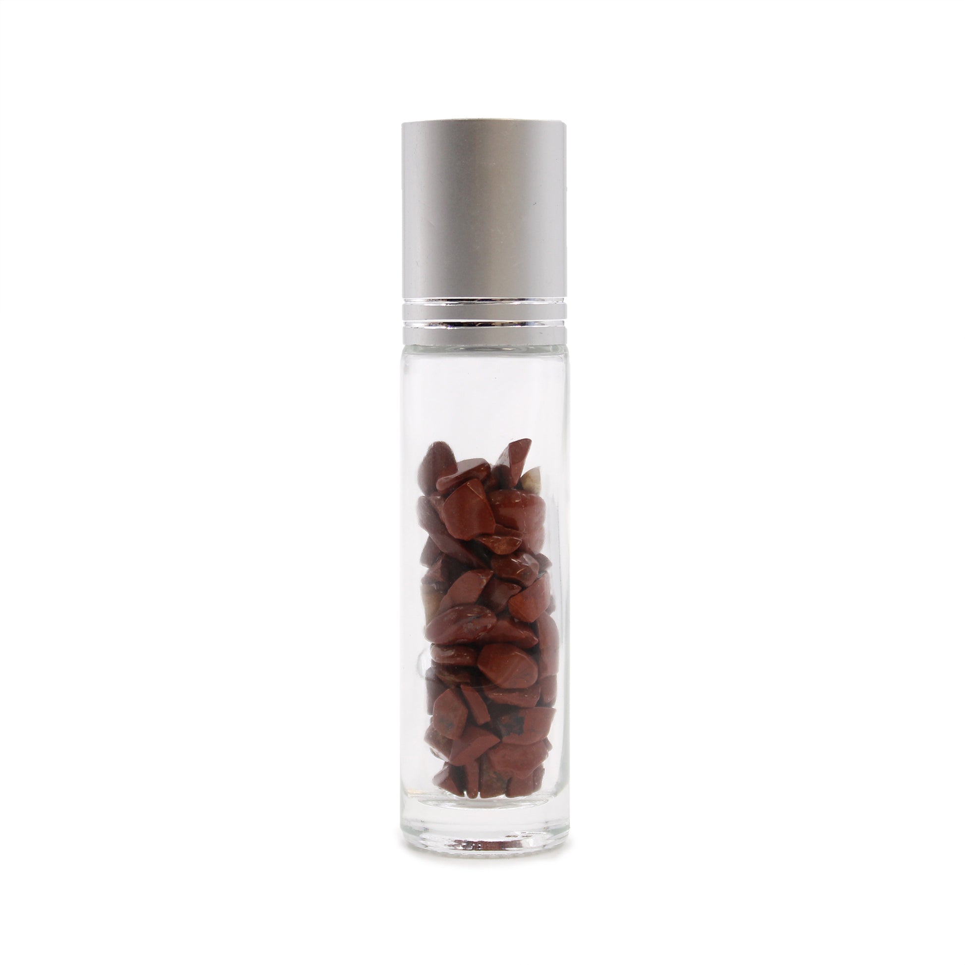 Gemstone Essential Oil Roller Bottle - Red Jasper  - Silver Cap From Witch, Please!