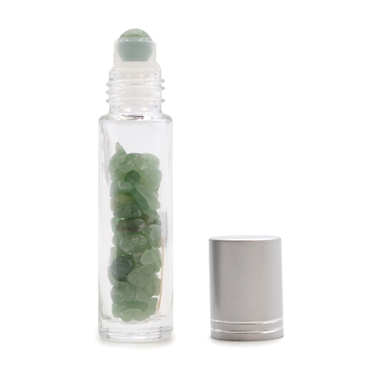 Gemstone Essential Oil Roller Bottle - Aventurine - Silver Cap From Witch, Please!