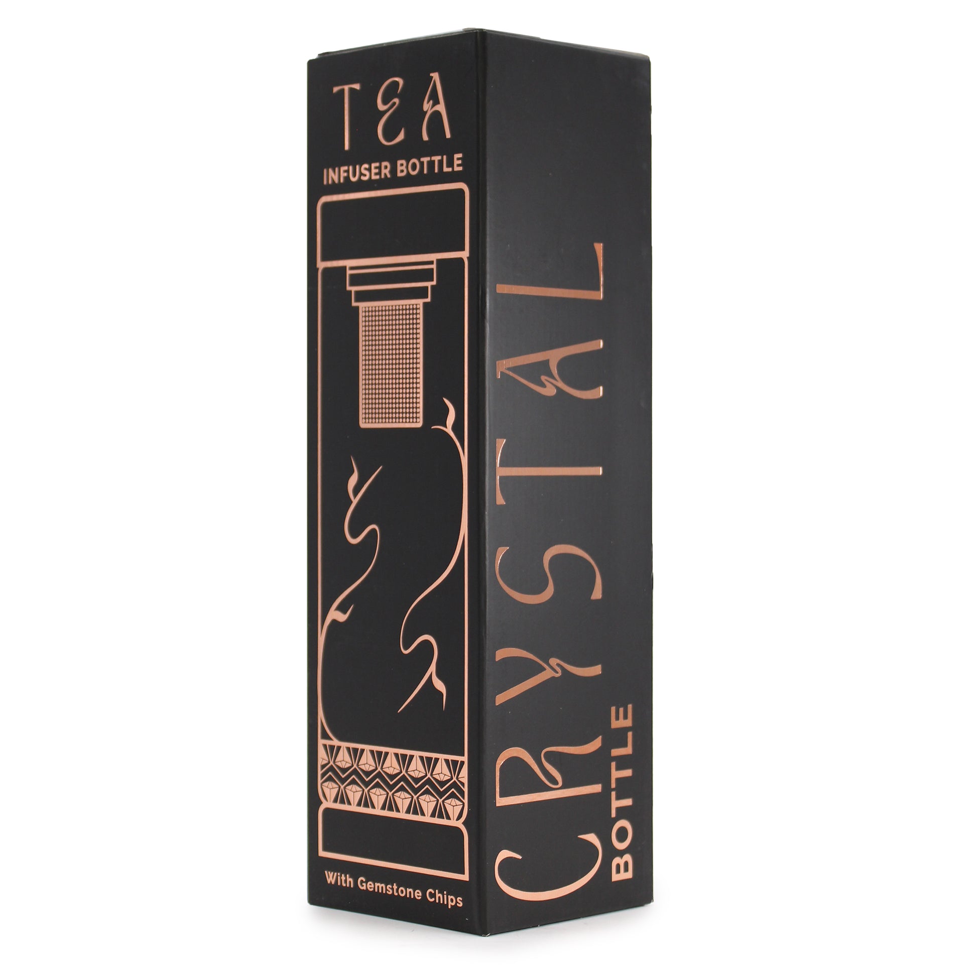 Crystal Glass Tea Infuser Bottle - Rose Gold - Rock Quartz From Witch, Please!