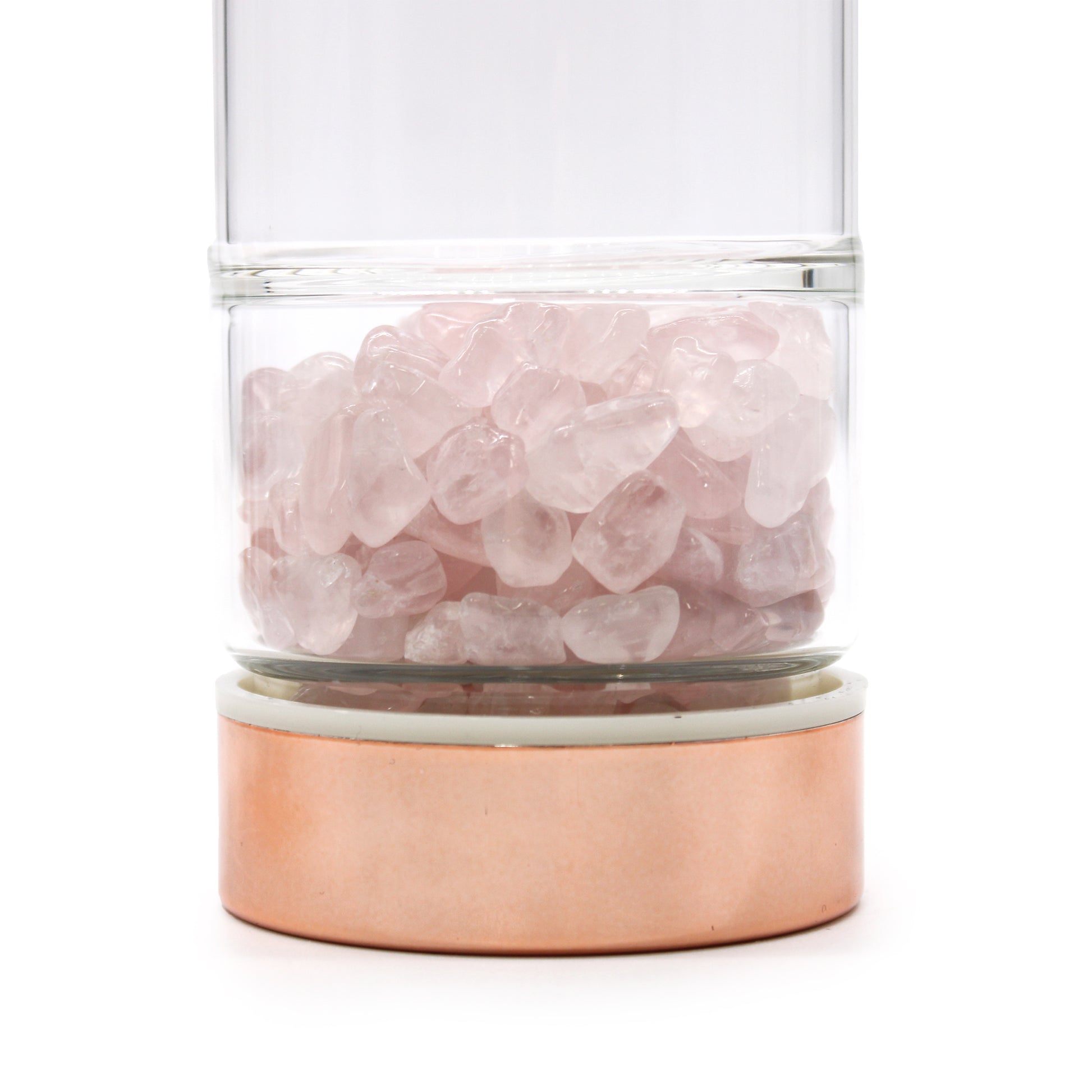 Crystal Glass Tea Infuser Bottle - Rose Gold - Rose Quartz From Witch, Please!
