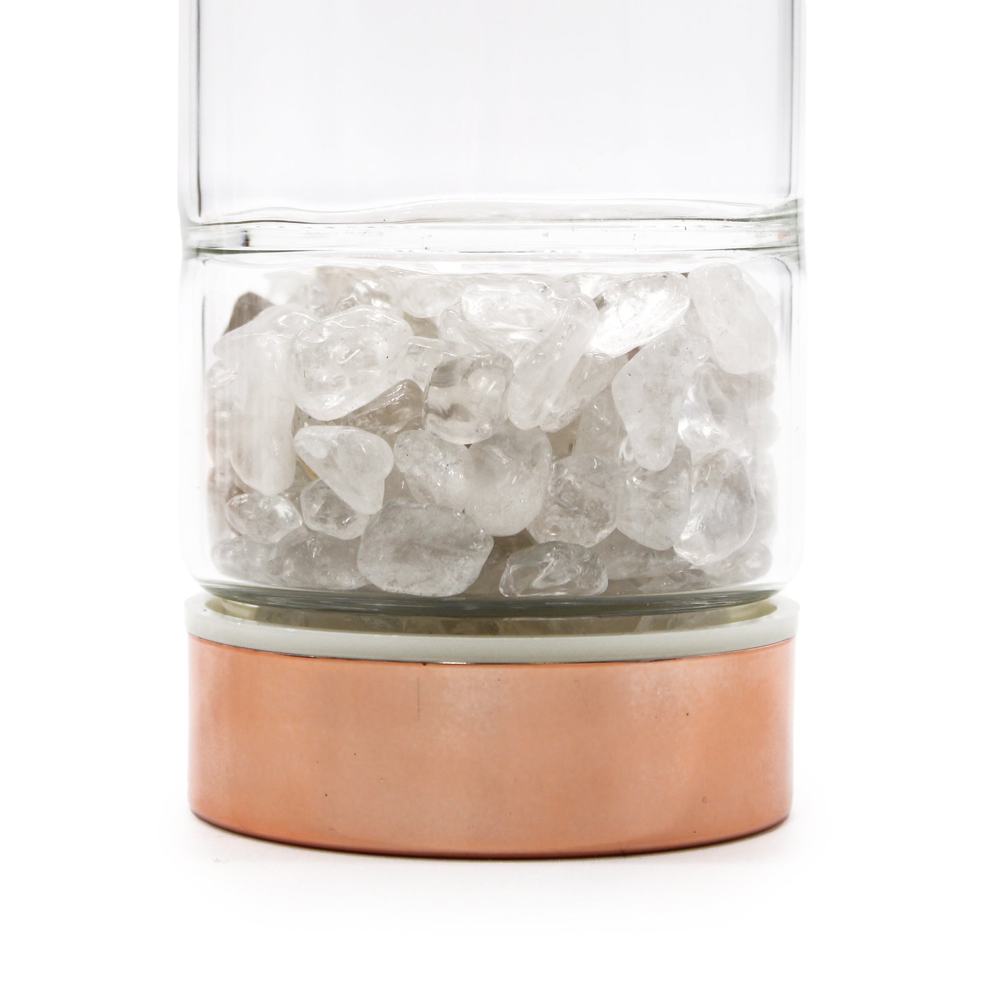 Crystal Glass Tea Infuser Bottle - Rose Gold - Rock Quartz From Witch, Please!