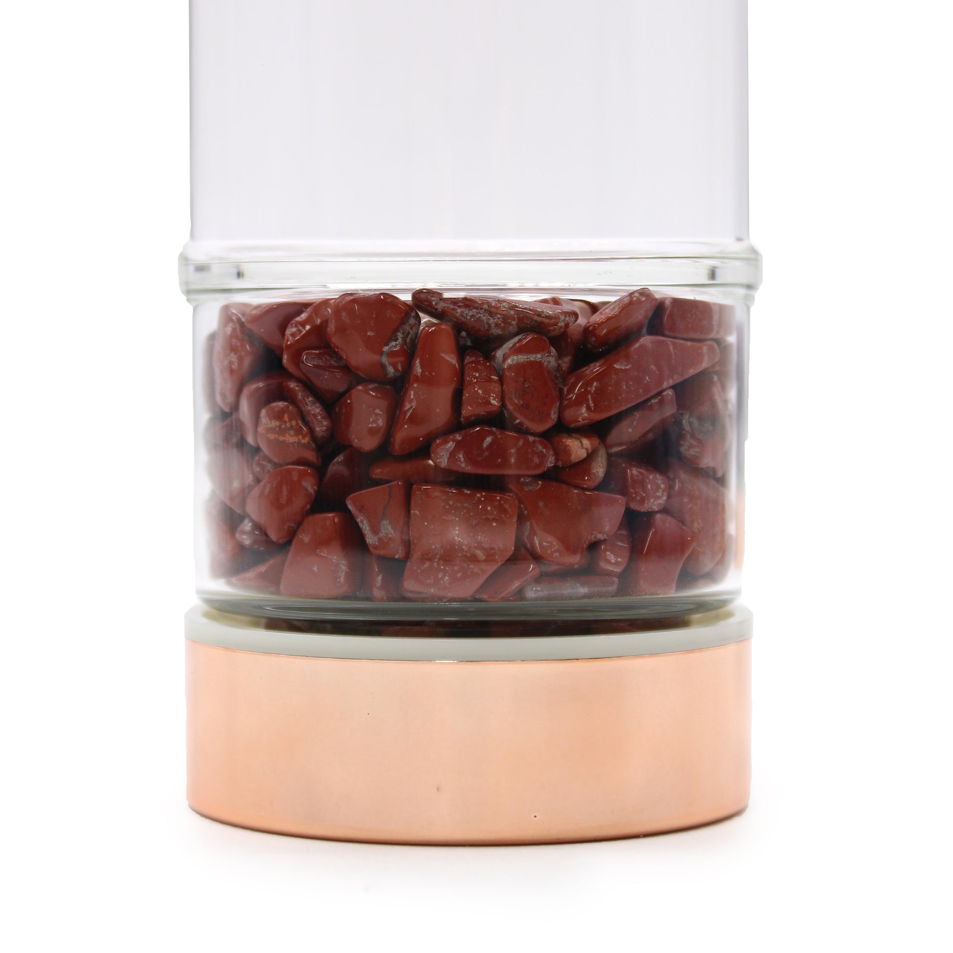 Crystal Glass Tea Infuser Bottle - Rose Gold - Red Jasper From Witch, Please!