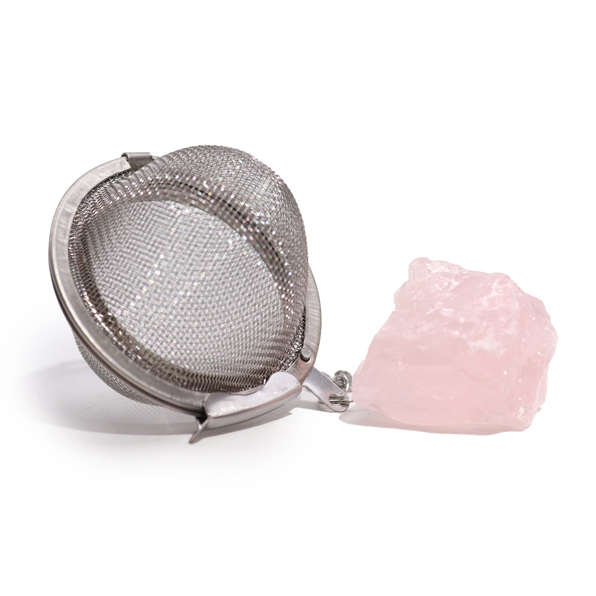 Raw Crystal Gemstone Tea Strainer - Rose Quartz From Witch, Please!