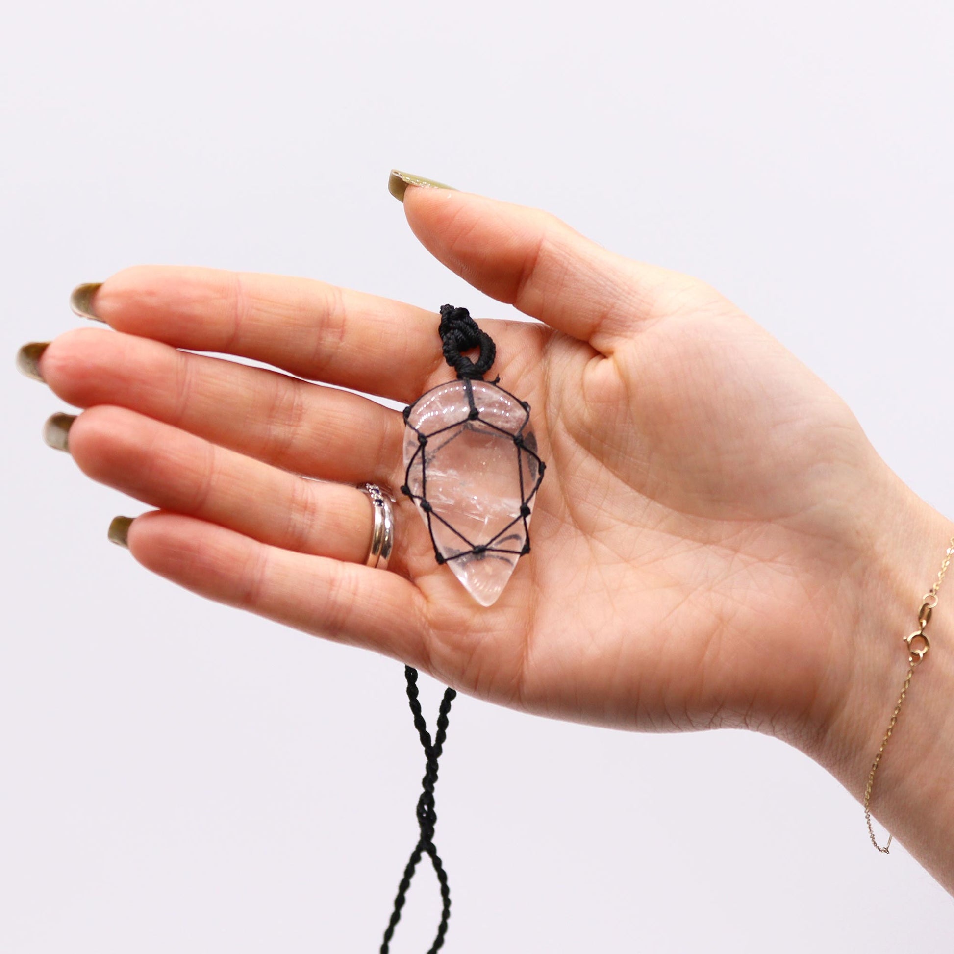 Laced Gemstone Teardrop Pendant - Rock Quartz From Witch, Please!