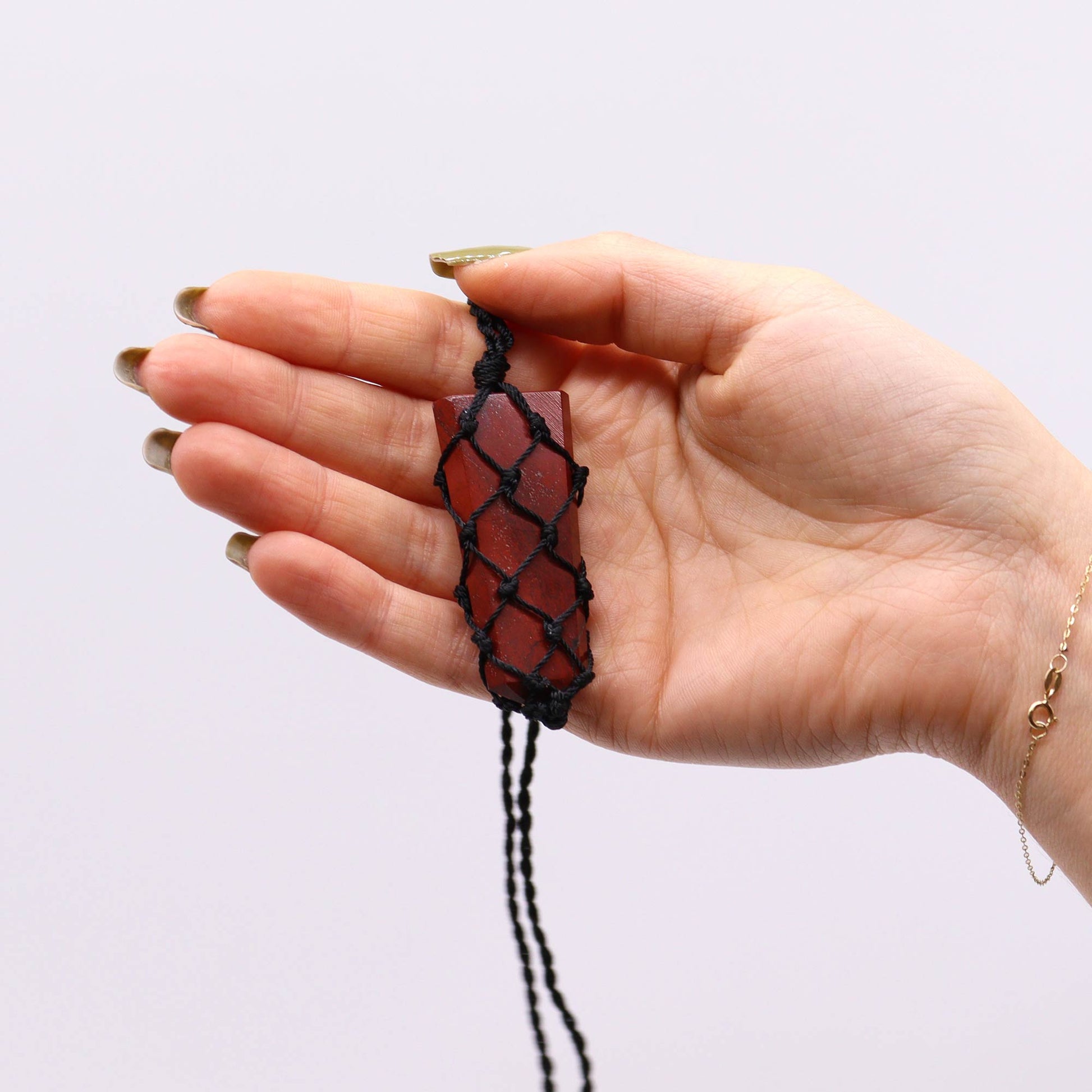 Laced Gemstone Flat Point Pendant - Red Jasper From Witch, Please!