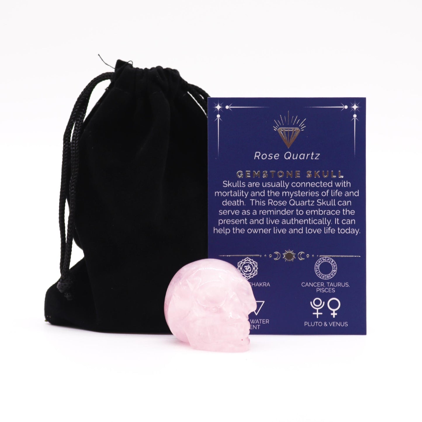 Gemstone Small Skull - Rose Quartz From Witch, Please!