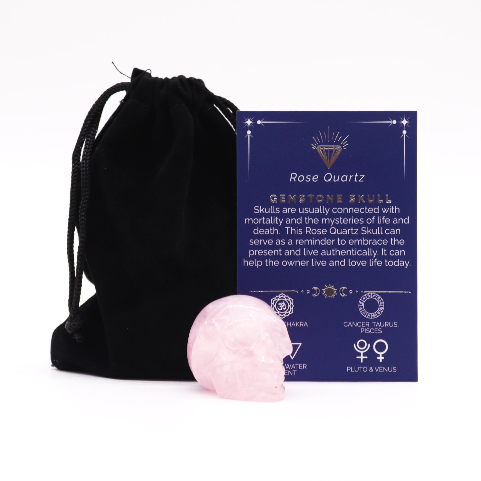 Gemstone Small Skull - Rose Quartz From Witch, Please!
