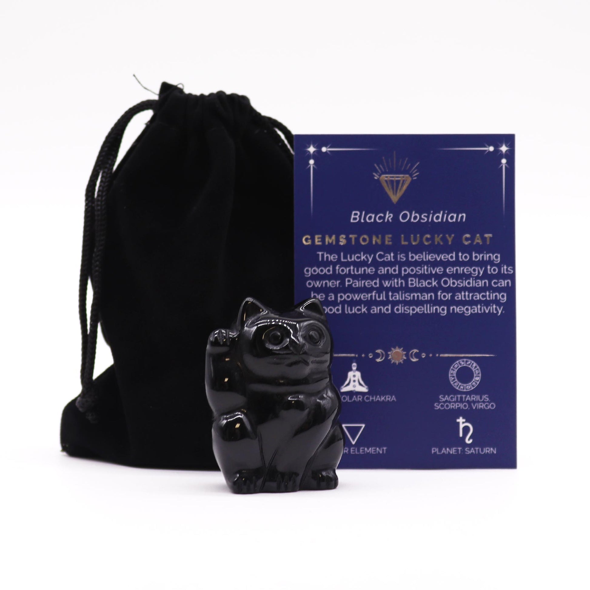 Gemstone Lucky Cat - Black Obsidian From Witch, Please!