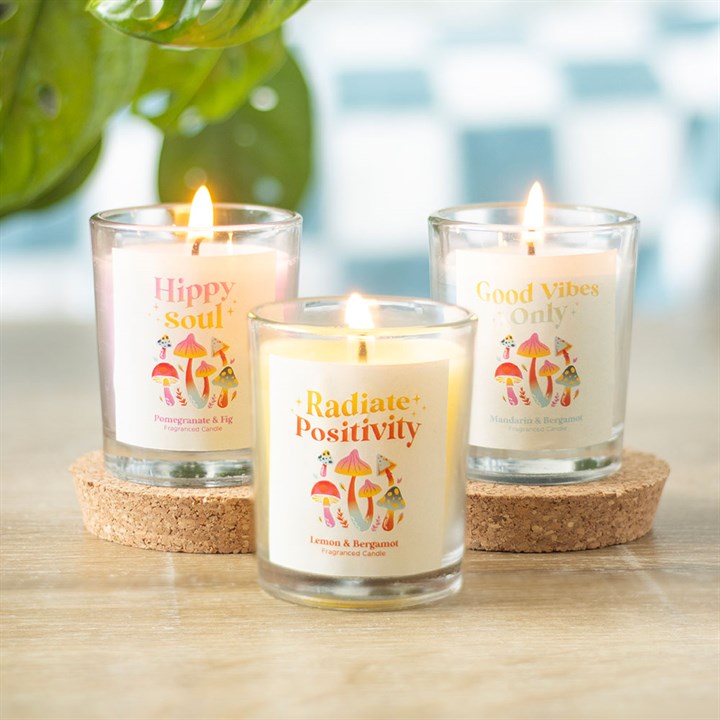 Set of 3 Funky Fungi Mushroom Votive Candles at Witch, Please!.