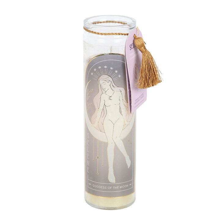 Selene Goddess Tube Candle with Amethyst Crystals at Witch, Please!.