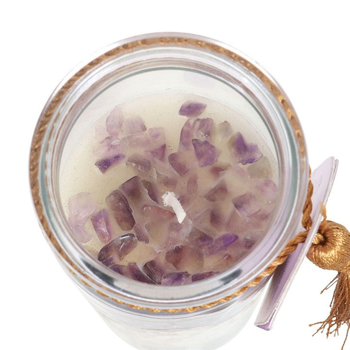 Selene Goddess Tube Candle with Amethyst Crystals at Witch, Please!.